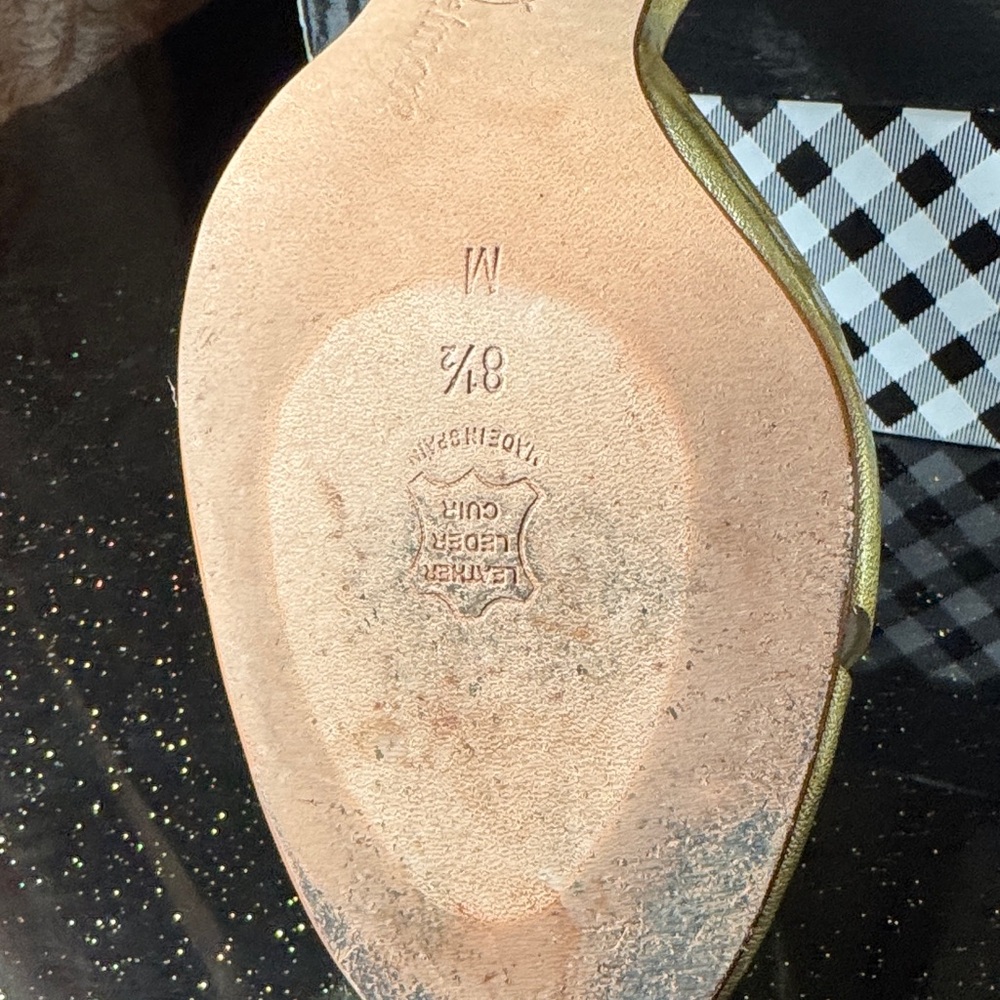 Delman Gold Open-Toe Heels - Picture 5 of 11